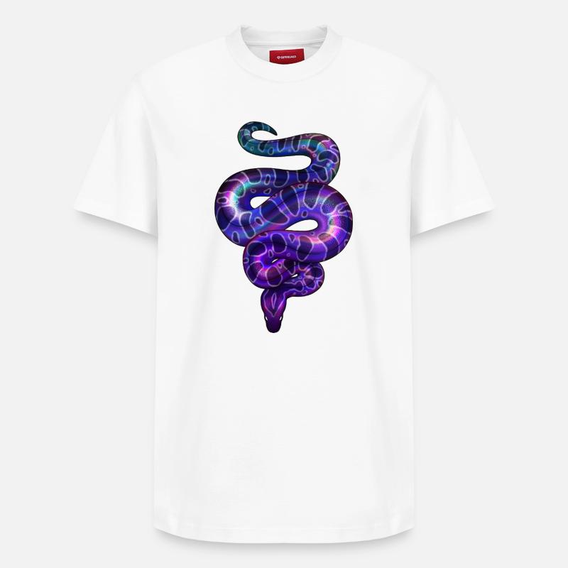 Néon Serpent Violet - T-shirt unisexe décontracté en coton Supima – de SPREAD - blanc