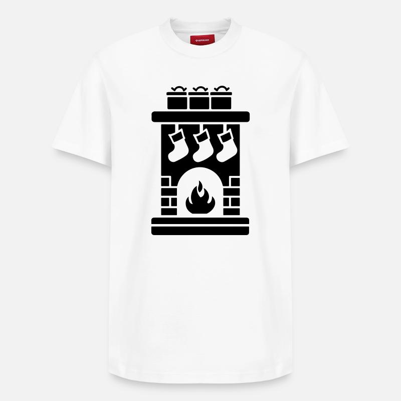 Chaussette de Noël avec cheminée - T-shirt unisexe décontracté en coton Supima – de SPREAD - blanc