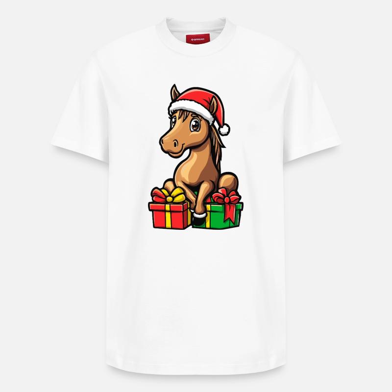 Cadeaux de Noël Cheval - T-shirt unisexe décontracté en coton Supima – de SPREAD - blanc