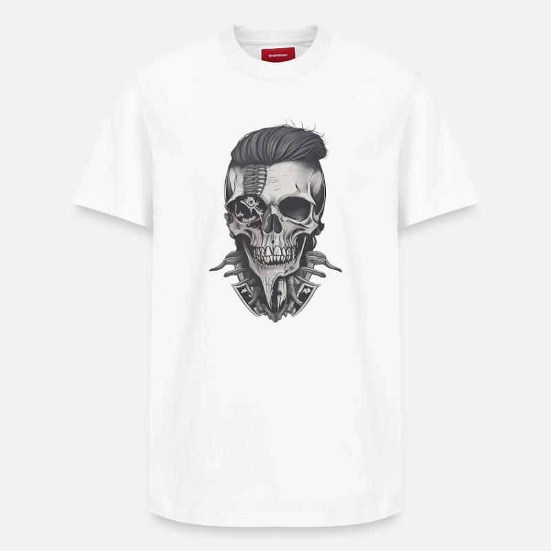 Crâne de hipster - T-shirt unisexe décontracté en coton Supima – de SPREAD - blanc