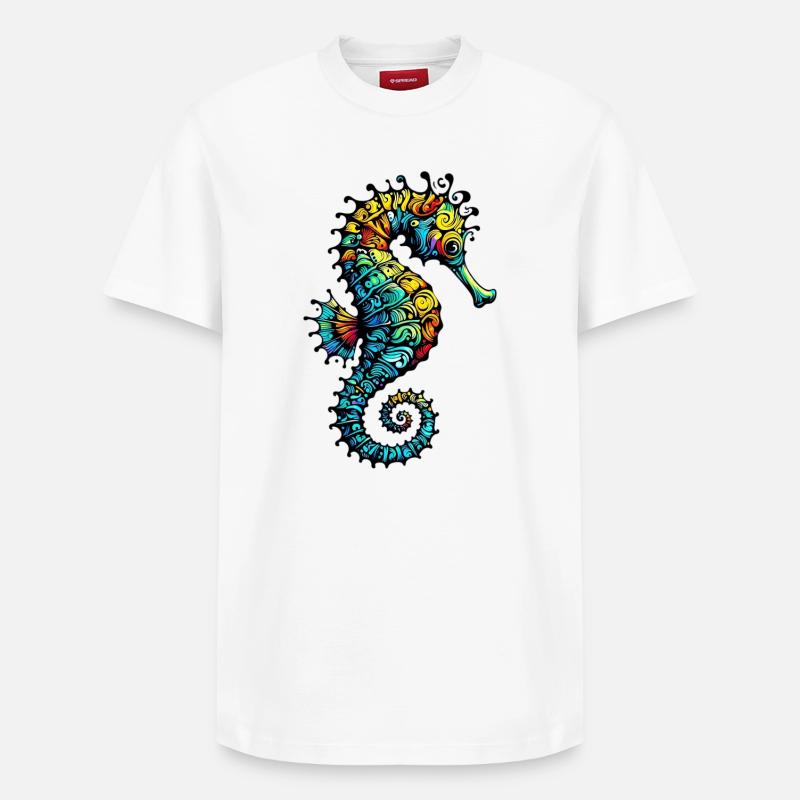 Hippocampe - T-shirt unisexe décontracté en coton Supima – de SPREAD - blanc