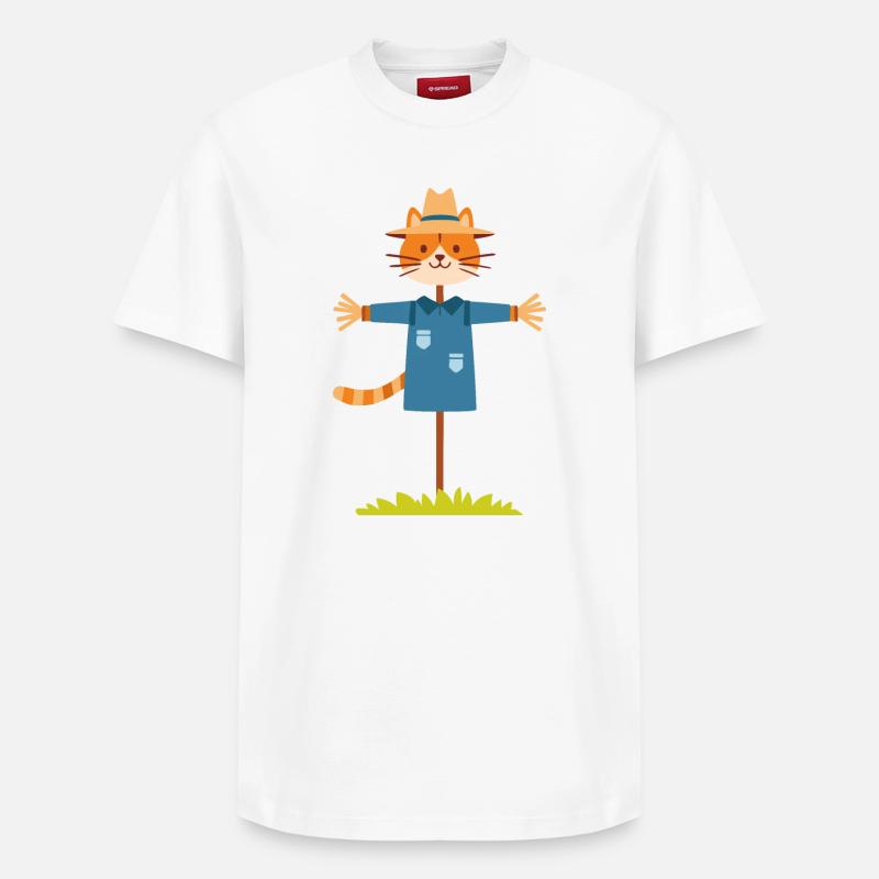 Vogelscheuche Katze - Relaxed Unisex Supima Cotton T-Shirt – von SPREAD - Weiß
