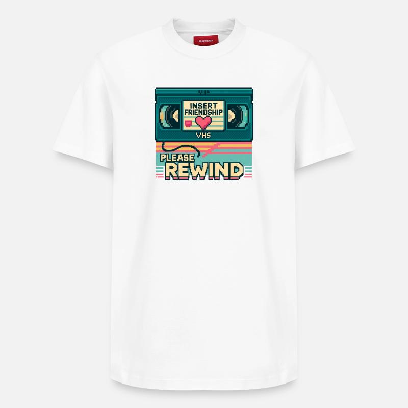 VHS Retro Friendship : Rembobinez - T-shirt unisexe décontracté en coton Supima – de SPREAD - blanc