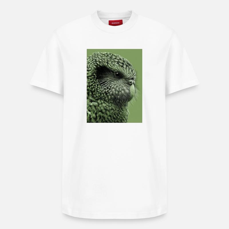 Illustration Kakapo en vert - T-shirt unisexe décontracté en coton Supima – de SPREAD - blanc