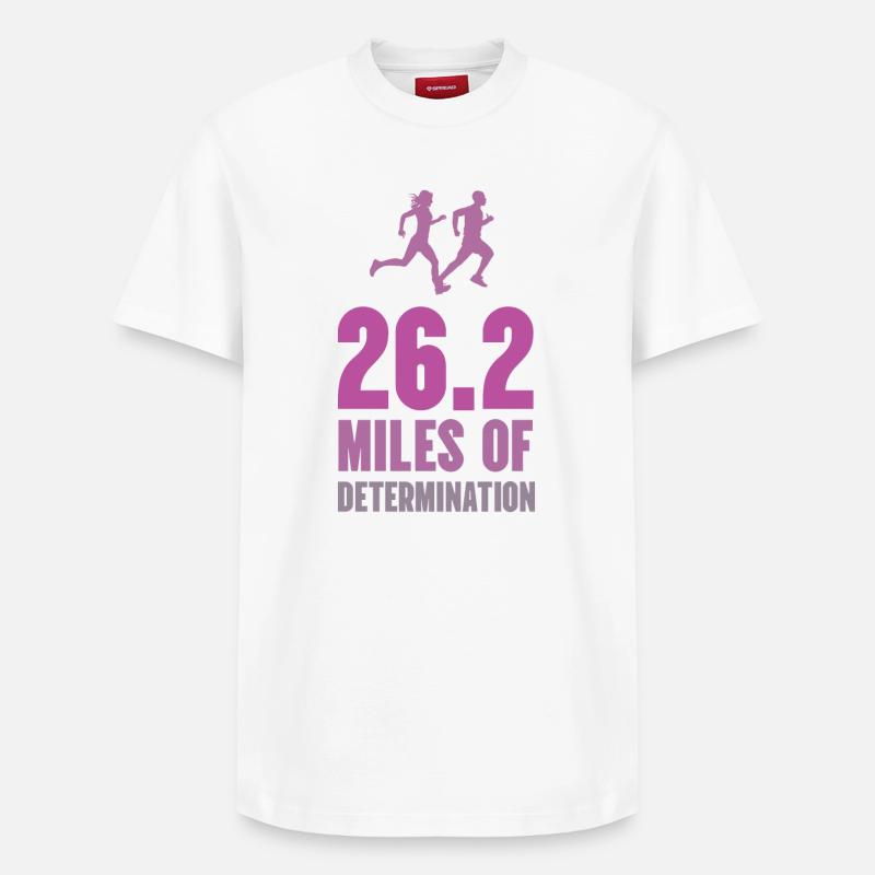 Marathon - 26,2 miles de détermination - T-shirt unisexe décontracté en coton Supima – de SPREAD - blanc
