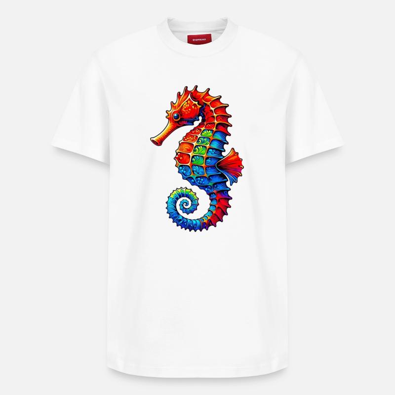 Hippocampe - T-shirt unisexe décontracté en coton Supima – de SPREAD - blanc