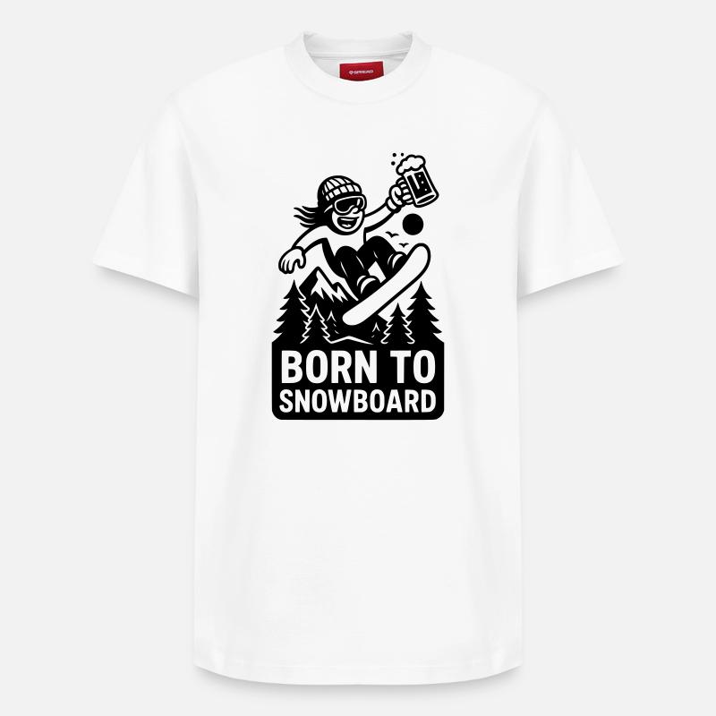 Né pour le snowboard - T-shirt unisexe décontracté en coton Supima – de SPREAD - blanc