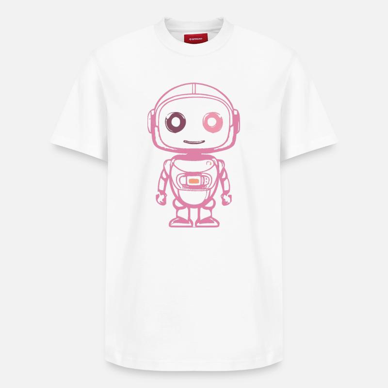 Illustration du robot spatial rose - T-shirt unisexe décontracté en coton Supima – de SPREAD - blanc