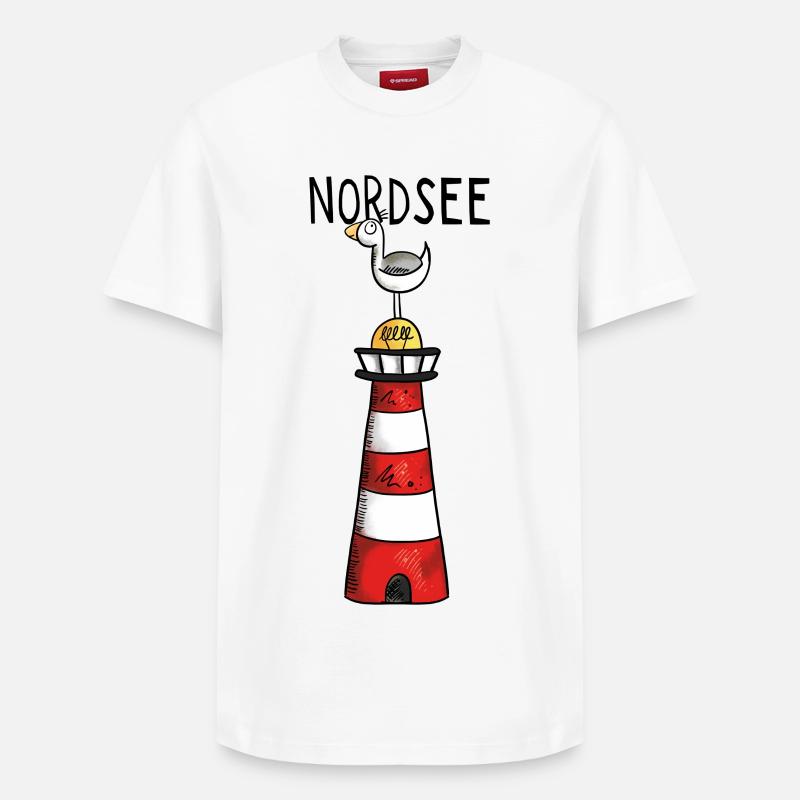 Nordsee Leuchtturm - Möwe - Comic - Geschenk - Relaxed Unisex Supima Cotton T-Shirt – von SPREAD - Weiß