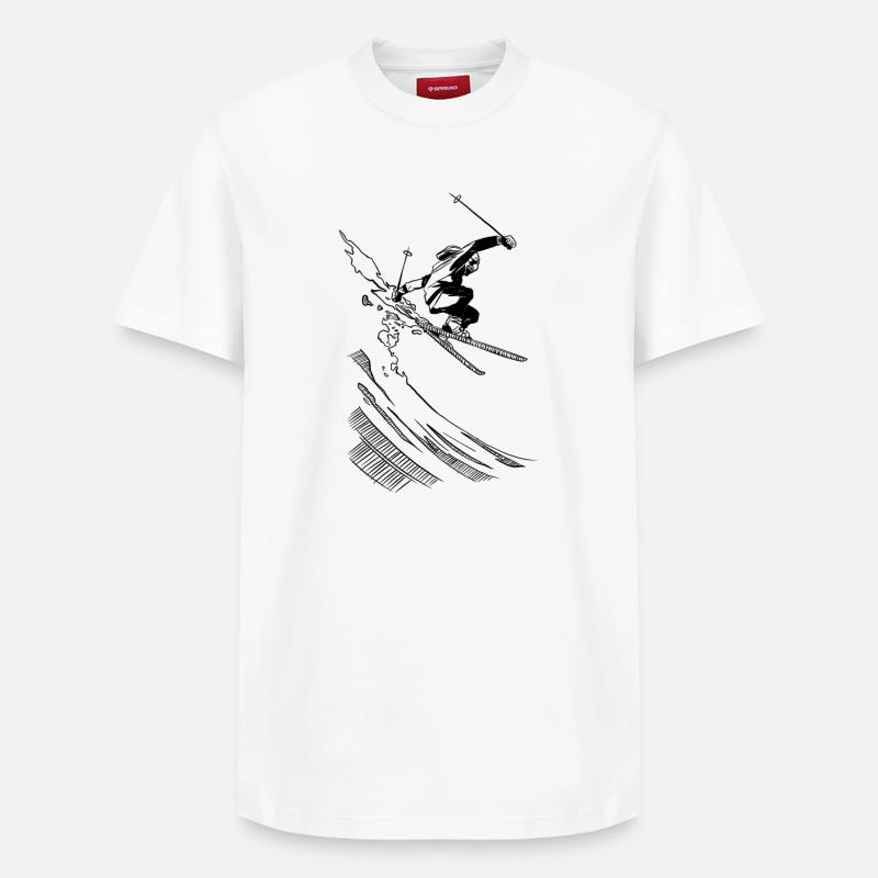 ski - T-shirt unisexe décontracté en coton Supima – de SPREAD - blanc