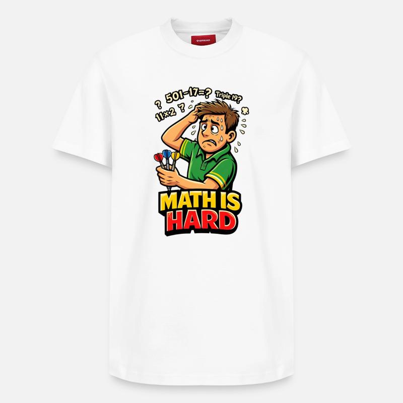 Les maths, c’est des fléchettes difficiles - T-shirt unisexe décontracté en coton Supima – de SPREAD - blanc