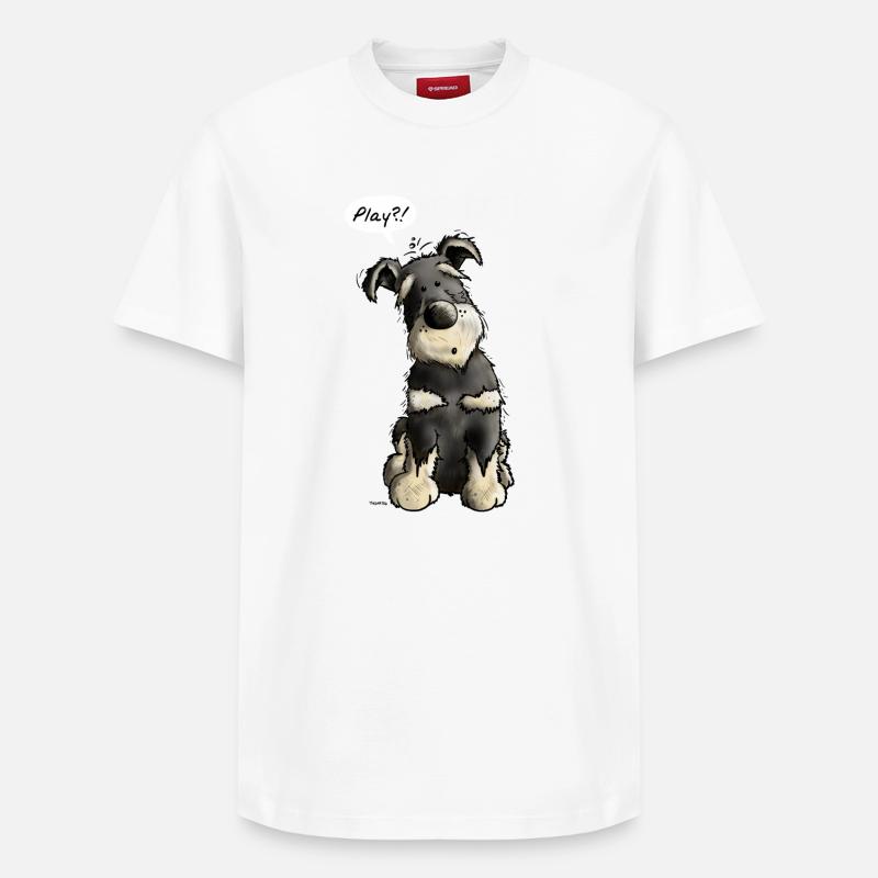 Schnauzer Play -Chien - Chiens - Cadeau - T-shirt unisexe décontracté en coton Supima – de SPREAD - blanc