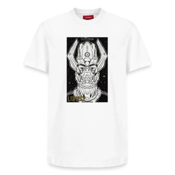 Lonely - Relaxed Unisex Supima Cotton T-Shirt – by SPREAD - white - Front - AI Model Female 172 dark (172cm) & AI Model Male 185 dark (185cm)