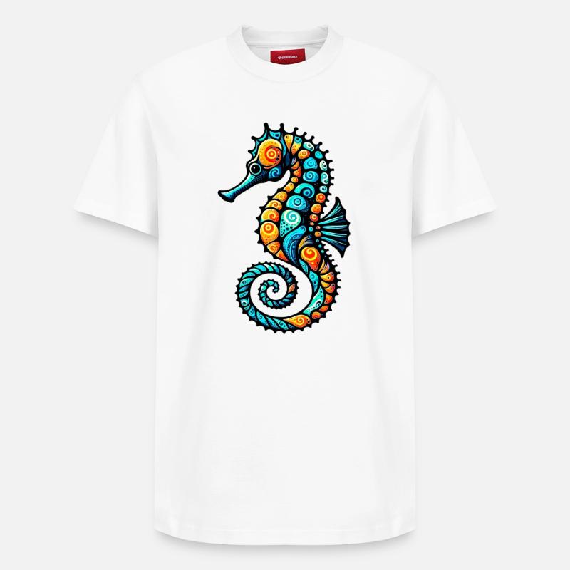 Seepferdchen - Relaxed Unisex Supima Cotton T-Shirt – von SPREAD - Weiß