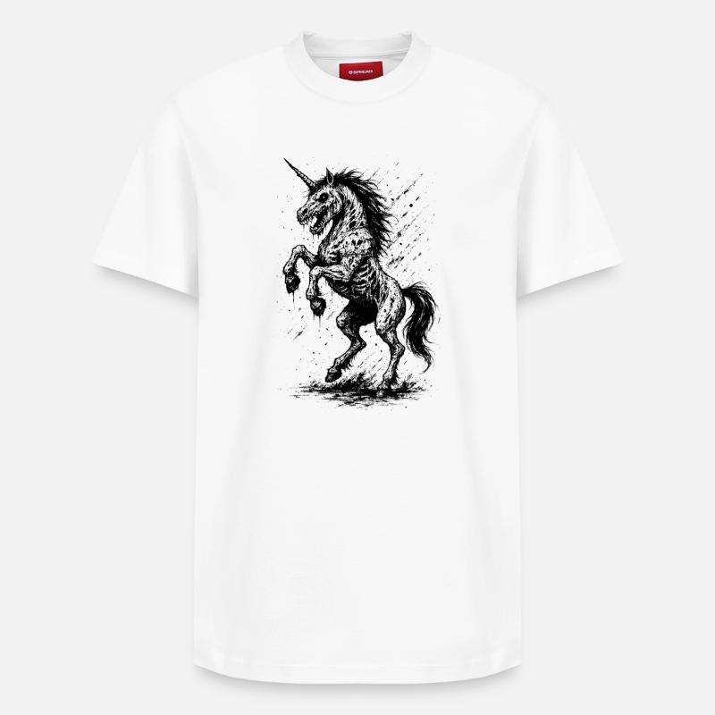 Einhorn Dämmerung - Relaxed Unisex Supima Cotton T-Shirt – von SPREAD - Weiß