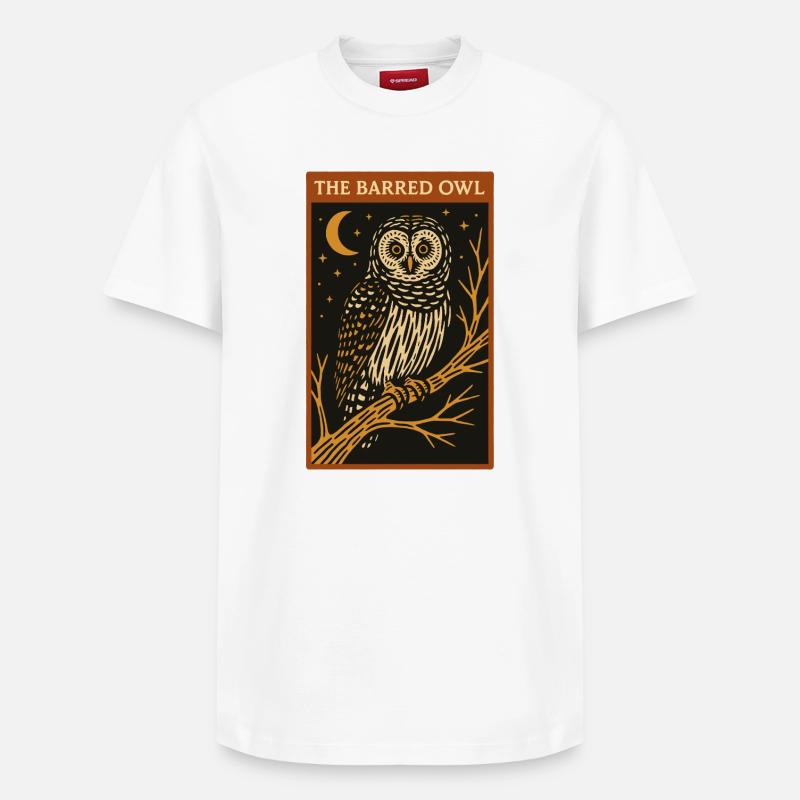 Nächtliche Balkeneule Illustration - Relaxed Unisex Supima Cotton T-Shirt – von SPREAD - Weiß