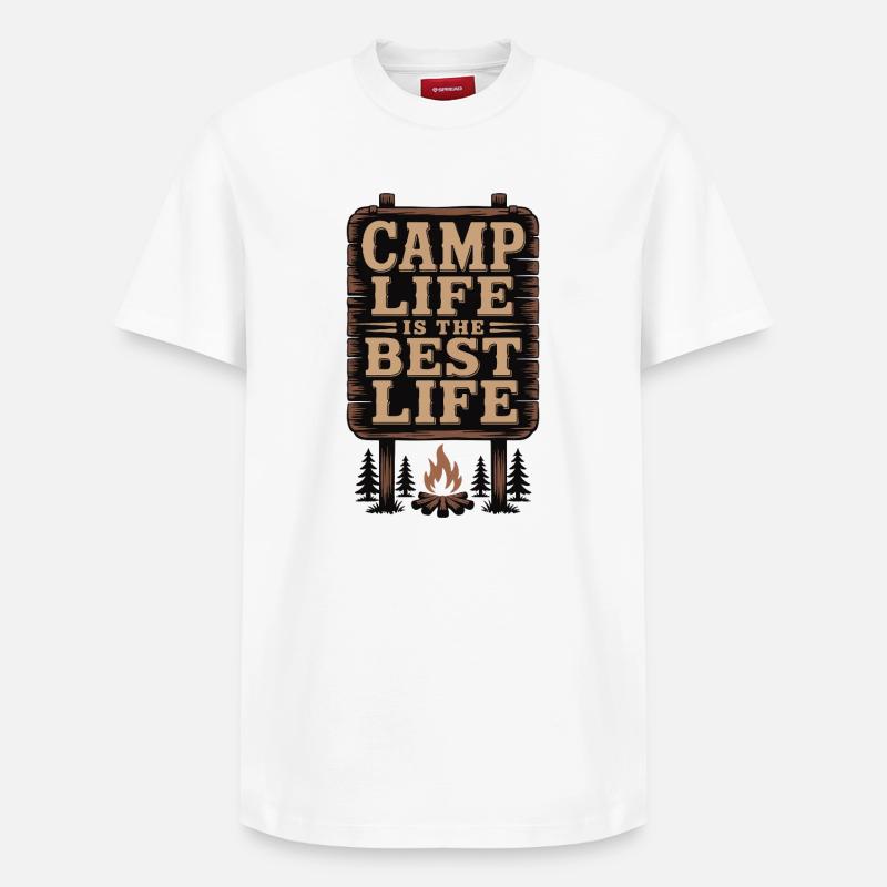 Das Camp-Leben ist das beste Leben - Relaxed Unisex Supima Cotton T-Shirt – von SPREAD - Weiß