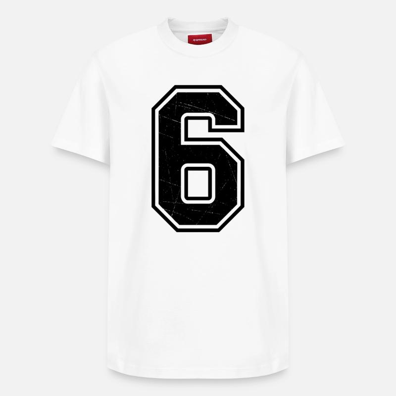 Zerknitterte Sechs Outline - Relaxed Unisex Supima Cotton T-Shirt – von SPREAD - Weiß
