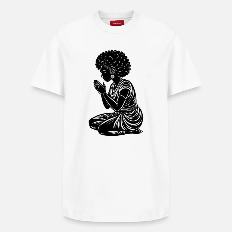 Femme afro prie - T-shirt unisexe décontracté en coton Supima – de SPREAD - blanc