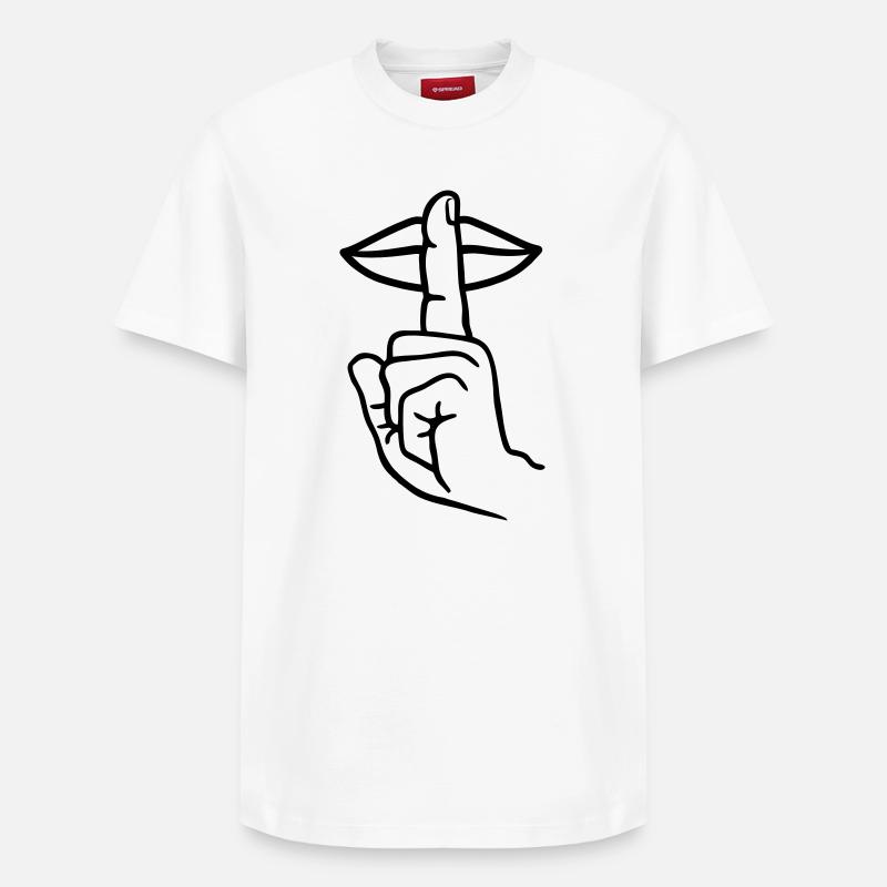 Hand mit Fingerstille, Handgeste - Relaxed Unisex Supima Cotton T-Shirt – von SPREAD - Weiß