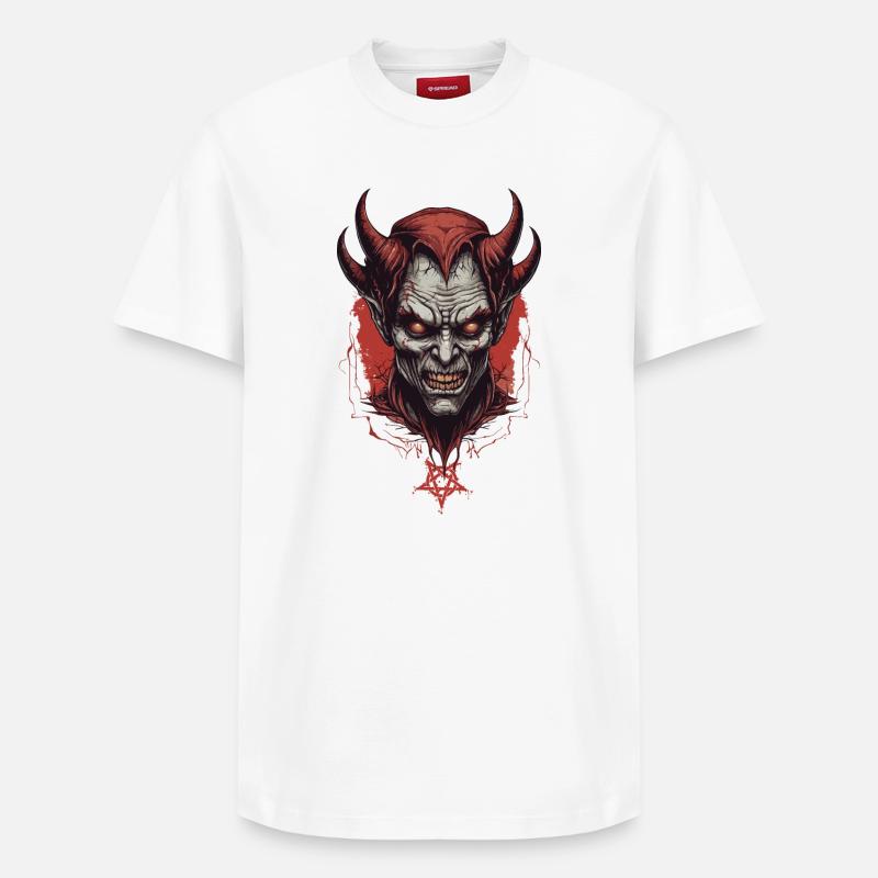 Hell demon devil - Relaxed Unisex Supima Cotton T-Shirt – by SPREAD - white