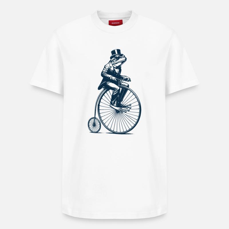 Grenouille sur un penny-farthing - T-shirt unisexe décontracté en coton Supima – de SPREAD - blanc