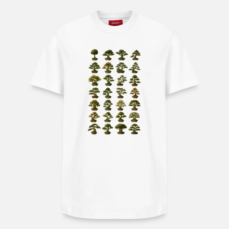 Collection de divers bonsaïs - T-shirt unisexe décontracté en coton Supima – de SPREAD - blanc