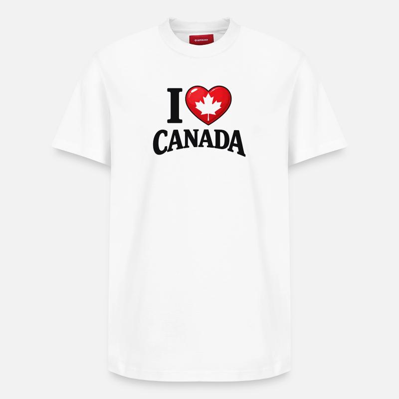 I Love Canada – Ahornblatt-Botschaft - Relaxed Unisex Supima Cotton T-Shirt – von SPREAD - Weiß