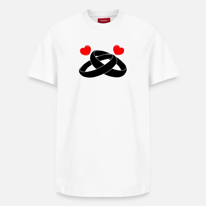 Eheringe mit Herzen - Relaxed Unisex Supima Cotton T-Shirt – von SPREAD - Weiß