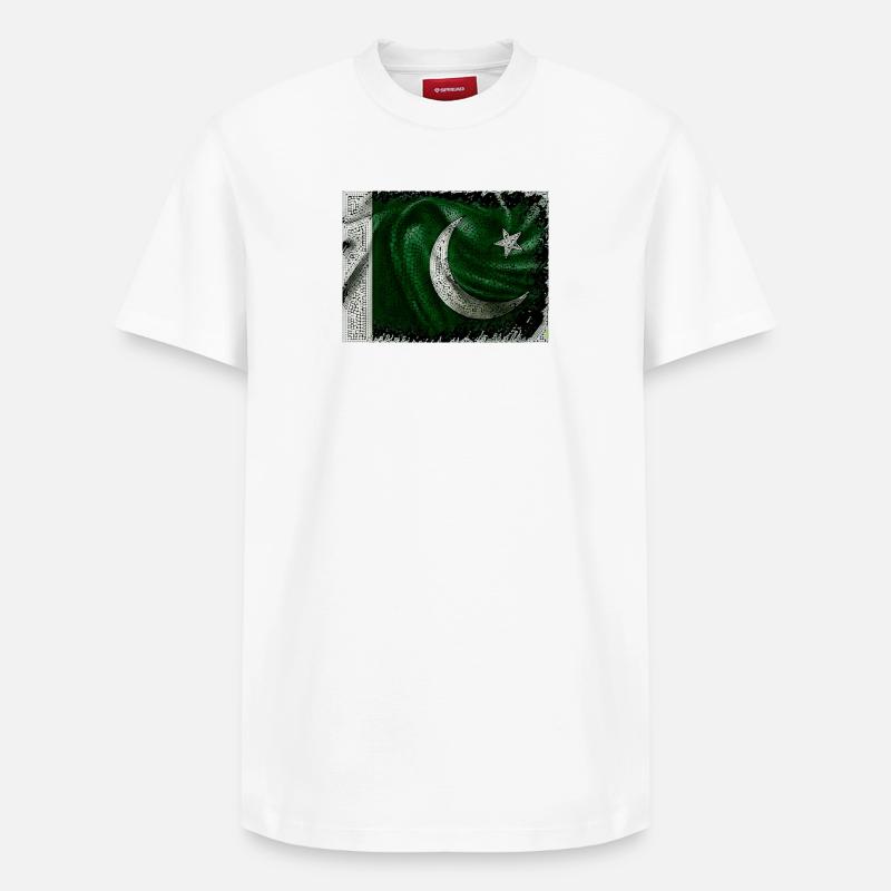 Drapeau pakistanais - T-shirt unisexe décontracté en coton Supima – de SPREAD - blanc