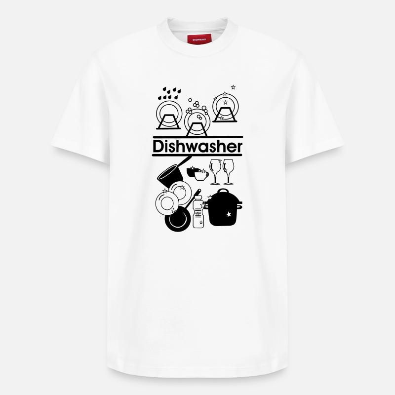 Lave-vaisselle 03 - T-shirt unisexe décontracté en coton Supima – de SPREAD - blanc