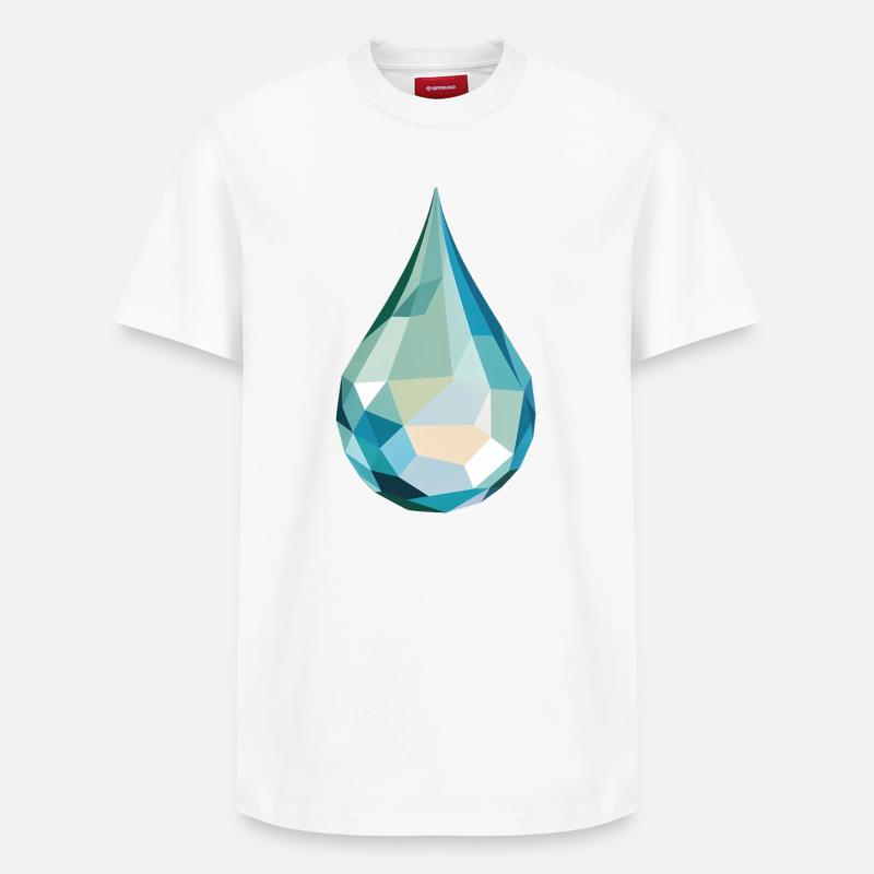 Wassertropfen - Cooles Low Poly Logo - Relaxed Unisex Supima Cotton T-Shirt – von SPREAD - Weiß