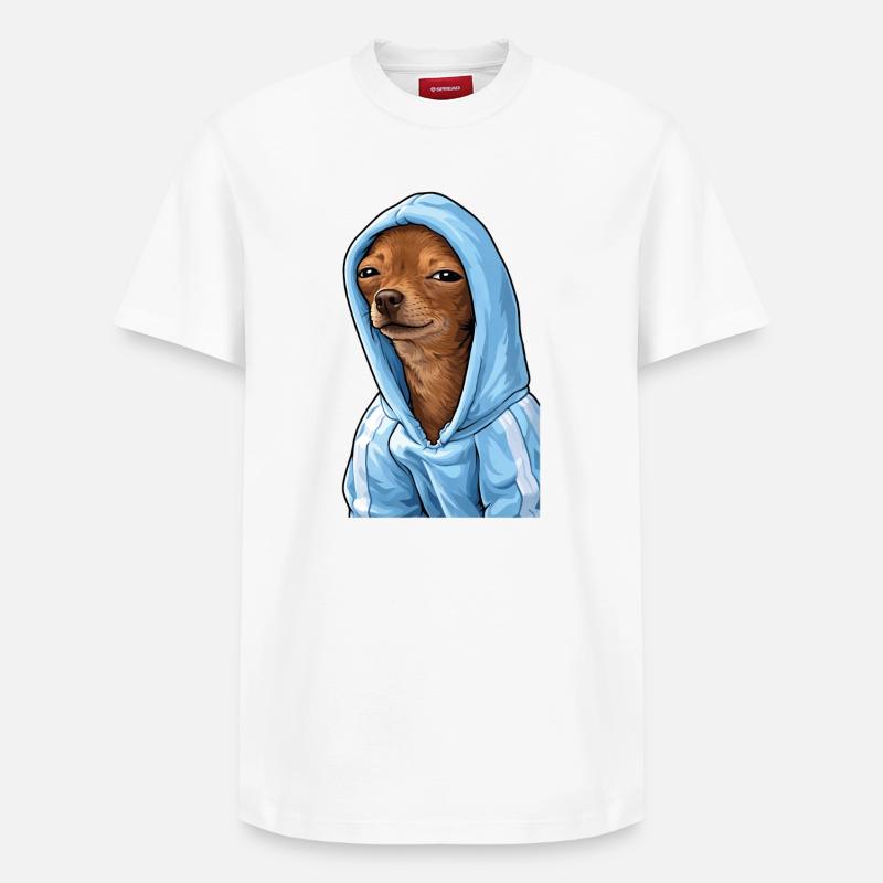Chien à capuche – Mème Ambiance Relaxante - T-shirt unisexe décontracté en coton Supima – de SPREAD - blanc