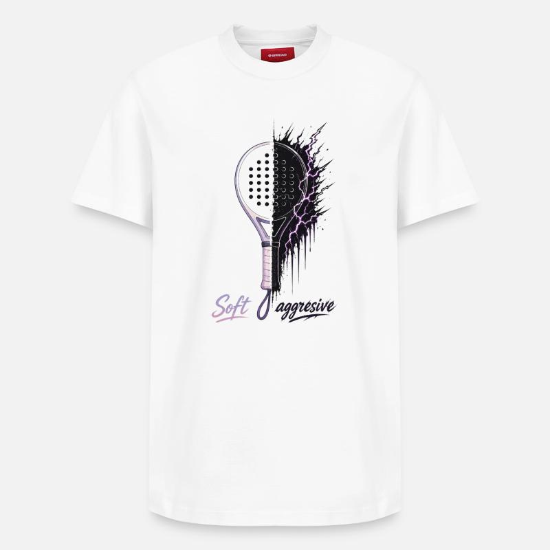 Soft Aggressive Padel Neon - Relaxed Unisex Supima Cotton T-Shirt – by SPREAD - white