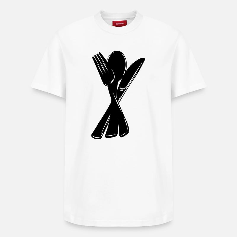 Fourchette et cuillère à couteaux - T-shirt unisexe décontracté en coton Supima – de SPREAD - blanc