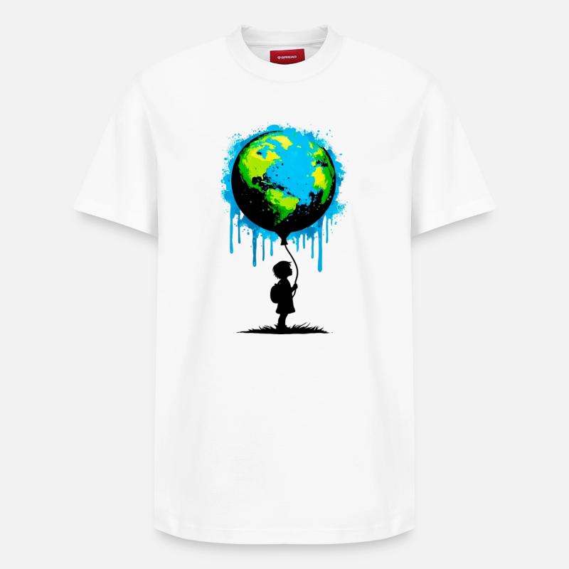 Planète Terre - T-shirt unisexe décontracté en coton Supima – de SPREAD - blanc