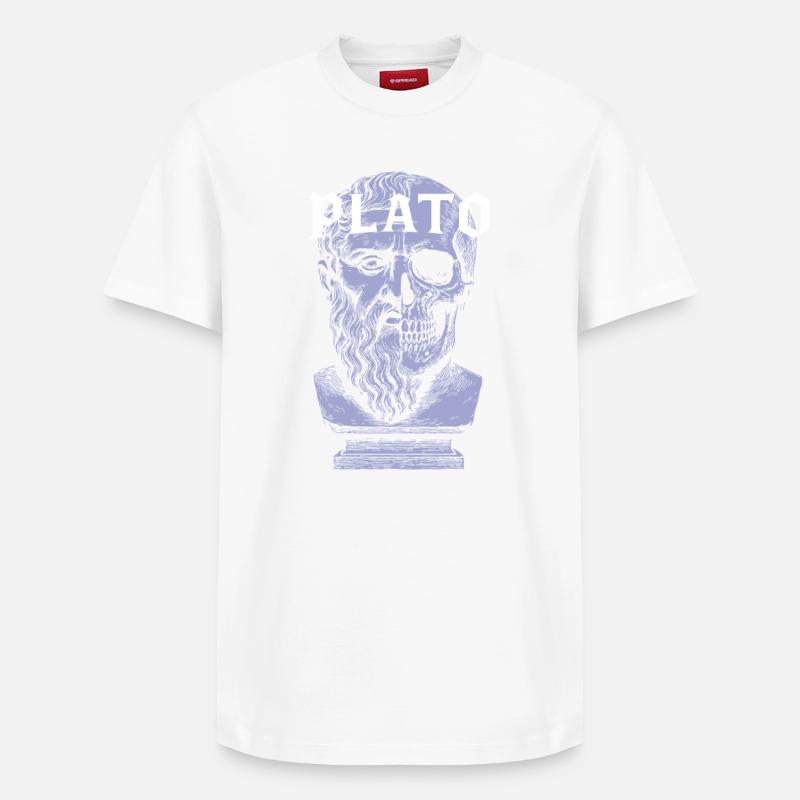 Platon Künstlerisches Schädeldesign - Relaxed Unisex Supima Cotton T-Shirt – von SPREAD - Weiß