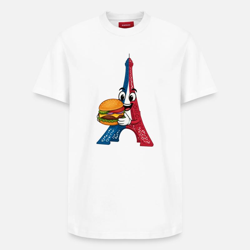 Tour Eiffel Hambourg Dessin animé - T-shirt unisexe décontracté en coton Supima – de SPREAD - blanc