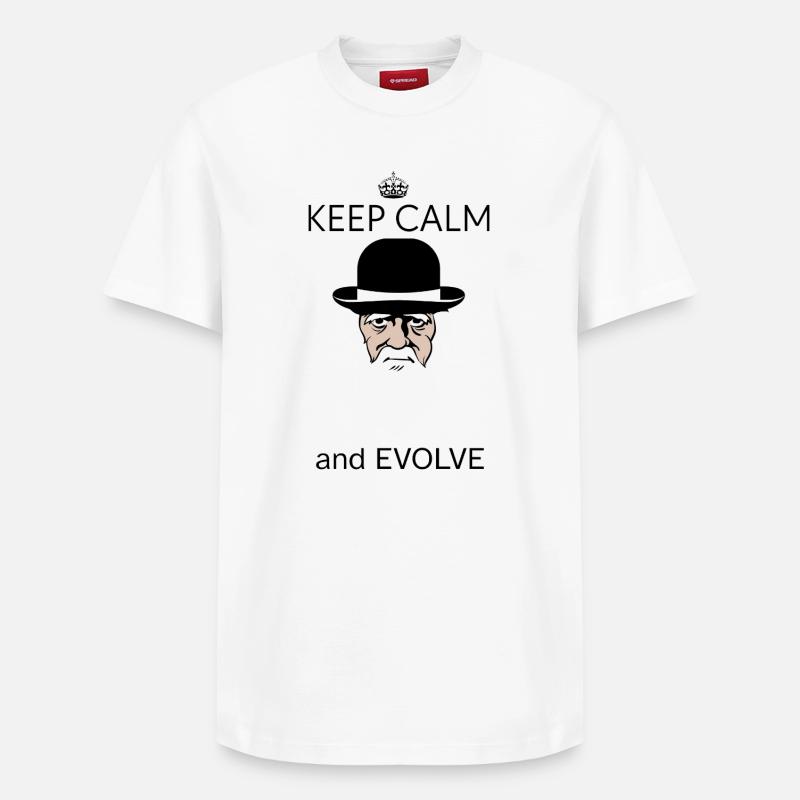 Darwin Keep Calm and evolve - T-shirt unisexe décontracté en coton Supima – de SPREAD - blanc