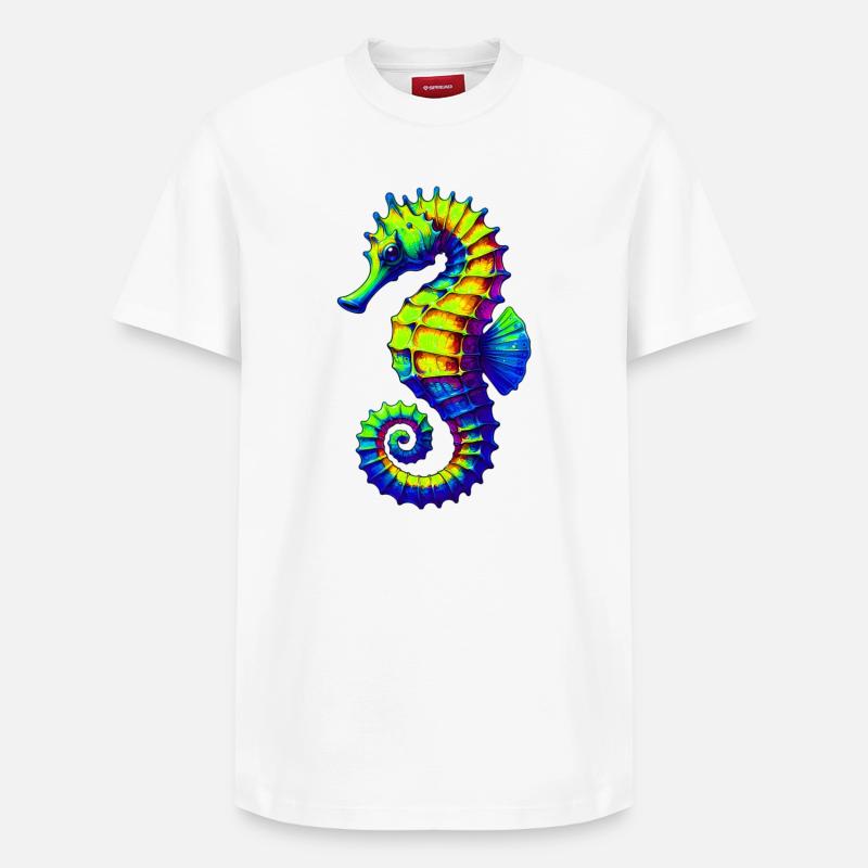 Hippocampe - T-shirt unisexe décontracté en coton Supima – de SPREAD - blanc