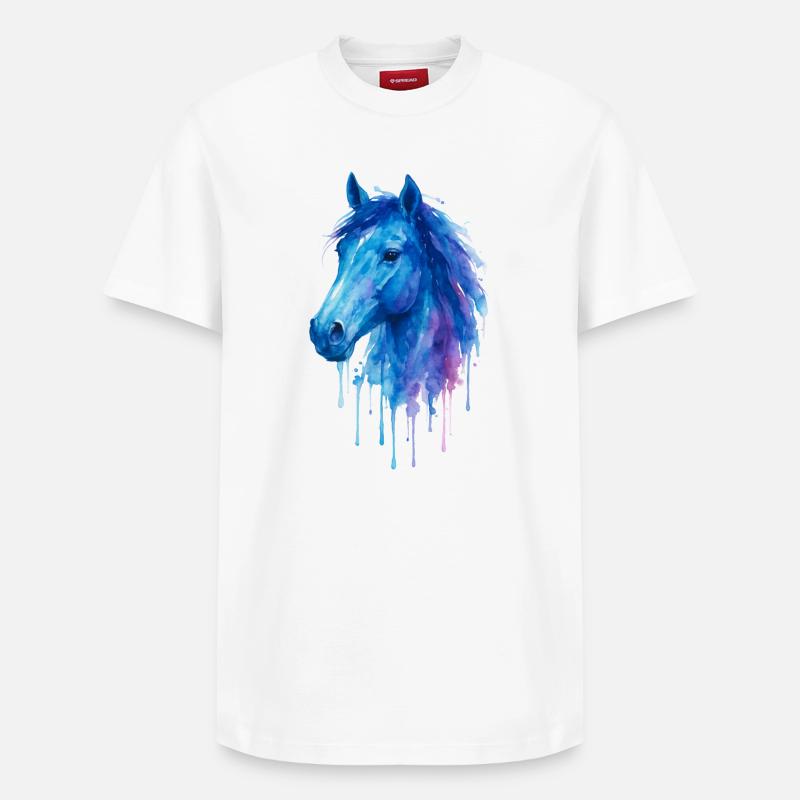 Cheval Aquarelle - Equitation - T-shirt unisexe décontracté en coton Supima – de SPREAD - blanc