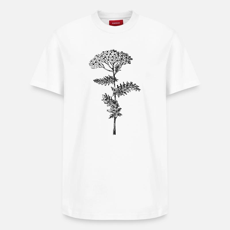 Fleur d’achillée millefeuille - T-shirt unisexe décontracté en coton Supima – de SPREAD - blanc
