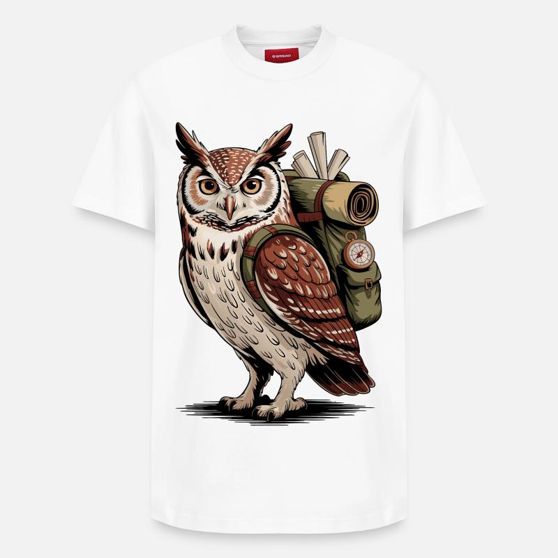 Eulenabenteuer mit Rucksack - Relaxed Unisex Supima Cotton T-Shirt – von SPREAD - Weiß