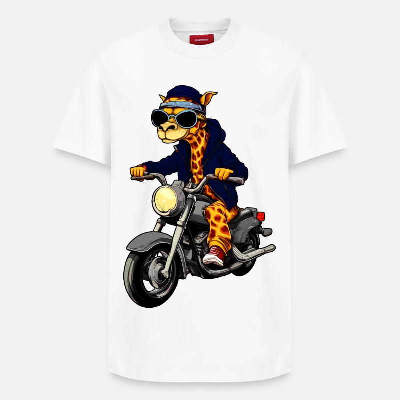 Girafes moto - T-shirt unisexe décontracté en coton Supima – de SPREAD - blanc