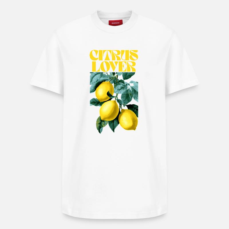 Amateur d’agrumes Design botanique - T-shirt unisexe décontracté en coton Supima – de SPREAD - blanc
