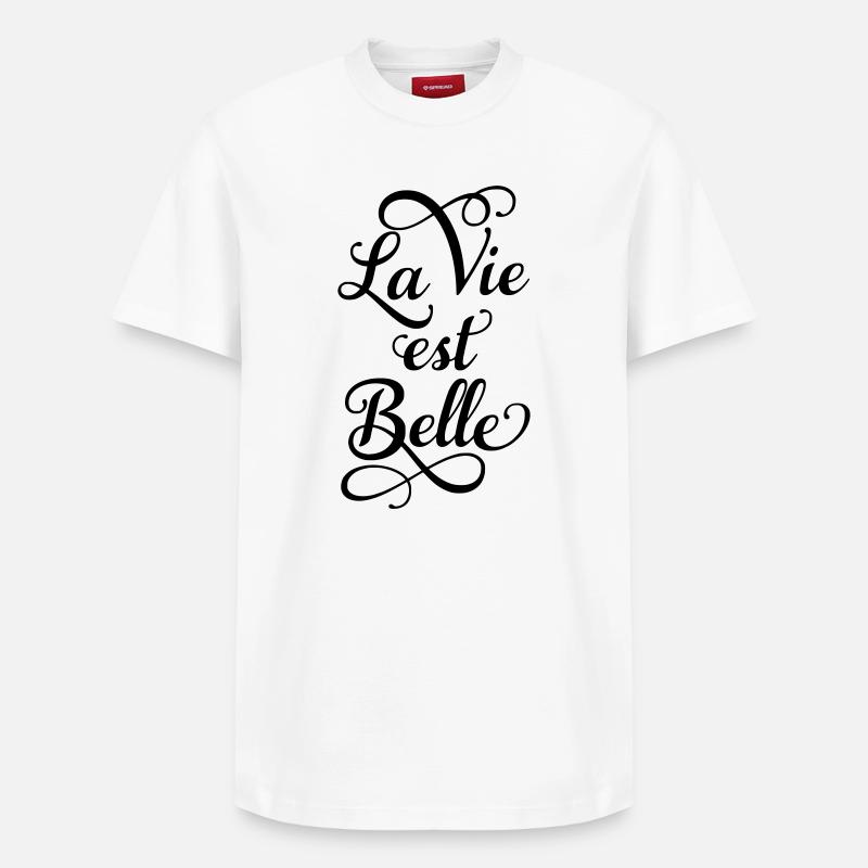 La vie est belle - T-shirt unisexe décontracté en coton Supima – de SPREAD - blanc