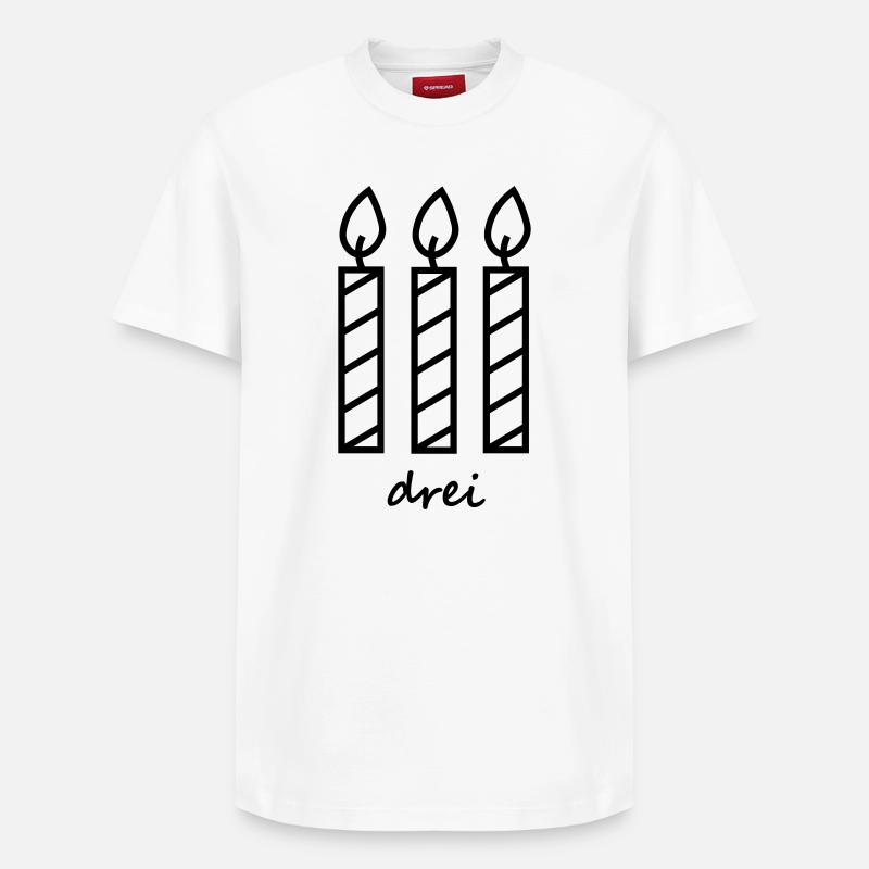 Anniversaire Trois Bougies - T-shirt unisexe décontracté en coton Supima – de SPREAD - blanc