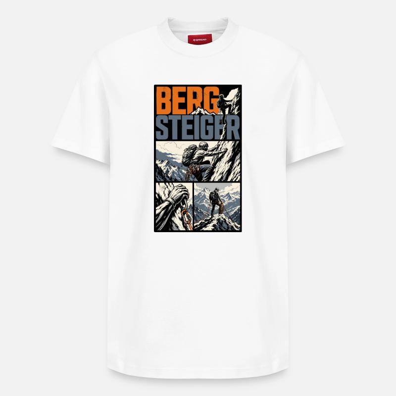 Bergsteiger Abenteuer Comic Design - Relaxed Unisex Supima Cotton T-Shirt – von SPREAD - Weiß