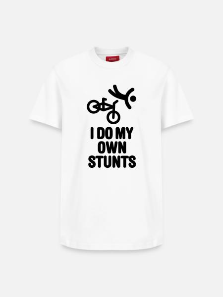 I do my own stunts BMX Fahrrad dirt bike Radfahren - Relaxed Unisex Supima Cotton T-Shirt – von SPREAD - Weiß