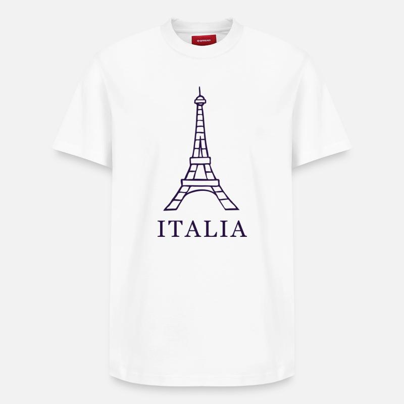 Italien Eifelturm Design - Relaxed Unisex Supima Cotton T-Shirt – von SPREAD - Weiß